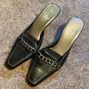 Life Stride Women’s Size 9 Black Avalon Leather Low  Heel Mules Shoes
